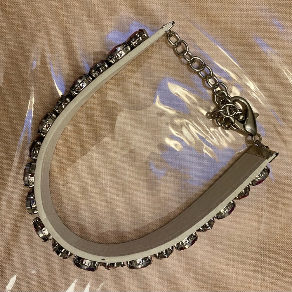 White Faux Leather & Purple Rhinestone Festival Choker - Picture 7 of 7